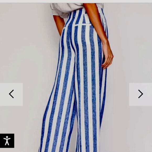 Boden Westbourne wide leg blue and white stripe linen trousers sz 6 - Picture 4 of 11